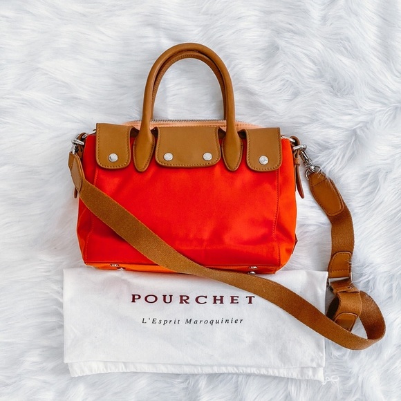 Pourchet Handbags - Orange and Tan Crossbody Bag